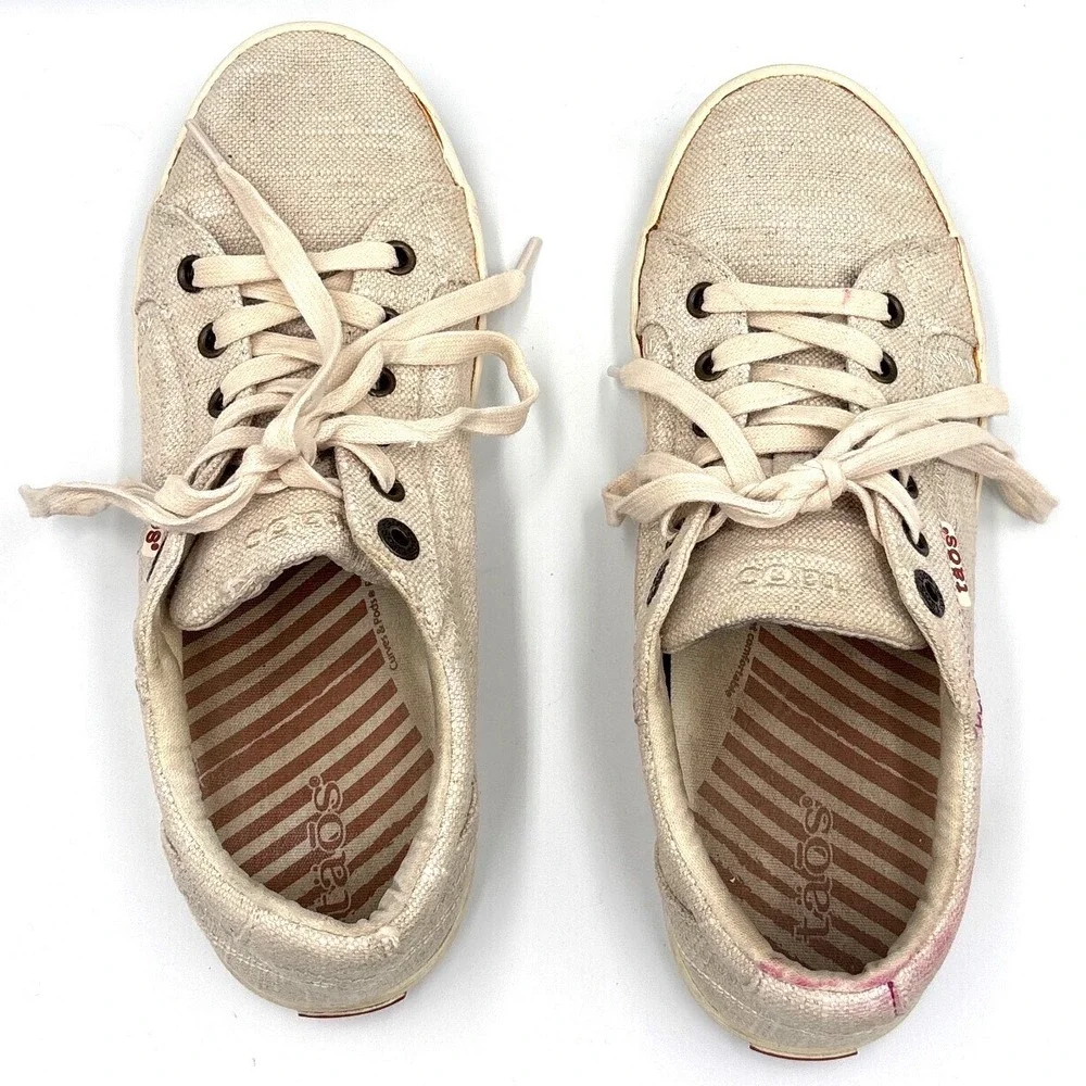Taos Star Canvas Sneakers Womens 8.5 Oatmeal Beige Low Top Lace Up‎ STA-12844
